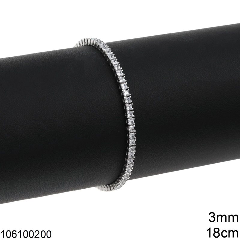 Silver 925 Riviera Bracelet wih Zircon 3mm