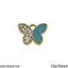 Casting Pendant Butterfly with Rhinestones and Enamel 12x15mm