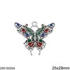 Casting Pendant Butterfly with Enamel 25x28mm, Nickel Color NF