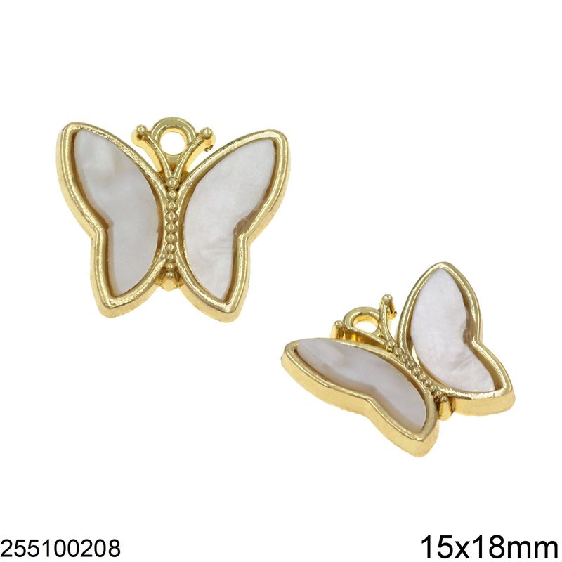 Casting Pendant Butterfly with Acrylic Color 15x18mm