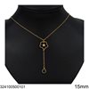 Stainless Steel Necklace Daisy 15mm with Hanging Pearshape 6x8mm
