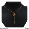 Stainless Steel Necklace Daisy 15mm with Hanging Pearshape 6x8mm