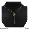 Stainless Steel Necklace Daisy 15mm with Hanging Pearshape 6x8mm