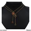 Stainless Steel Necklace Daisy 15mm with Hanging Pearshape 6x8mm