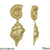Stainless Steel Stud Earrings Nautilus with Hanging Shell 75mm
