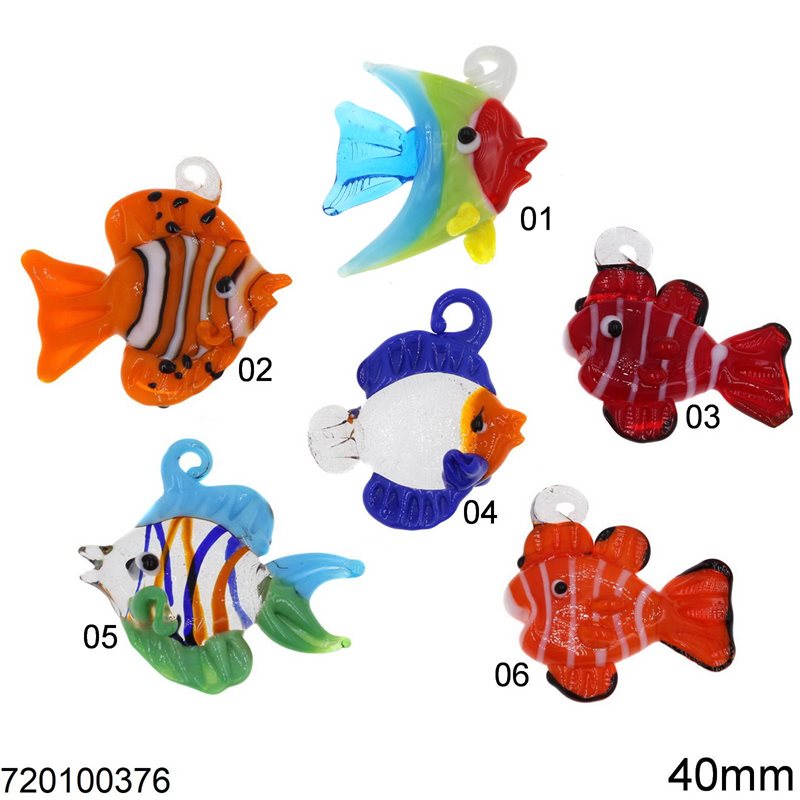 Glass Pendant Fish 40mm