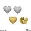 Stainless Steel Stud Earrings Double Heart Textured 14mm