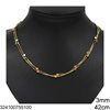 Stainless Steel Double Square Snake Chain Necklace 1.2mm with Cube Beads 3mm