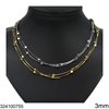 Stainless Steel Double Square Snake Chain Necklace 1.2mm with Cube Beads 3mm