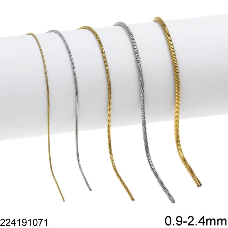 Stainless Steel Round Snake Chain 0.9-2.4mm