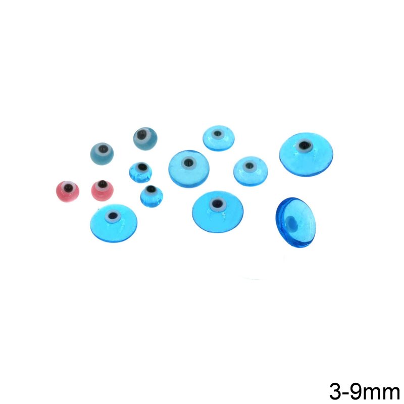 Glass Evil Eye Cabochon Stone 3-9mm