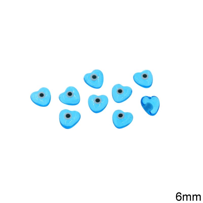Glass Heart Evil Eye Cabochon Stone 6mm