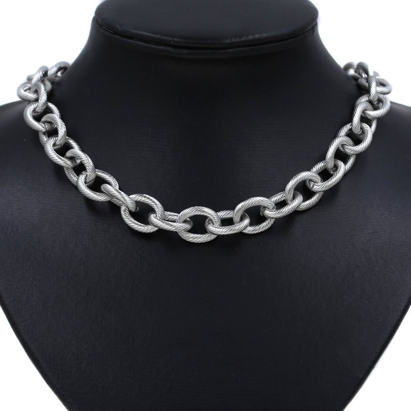Stainless Steel Oval Link Chain Twist Textured 16.2x13x3mm