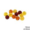 Plastic Round Beads Amber 12mm with Hole 2.5mm