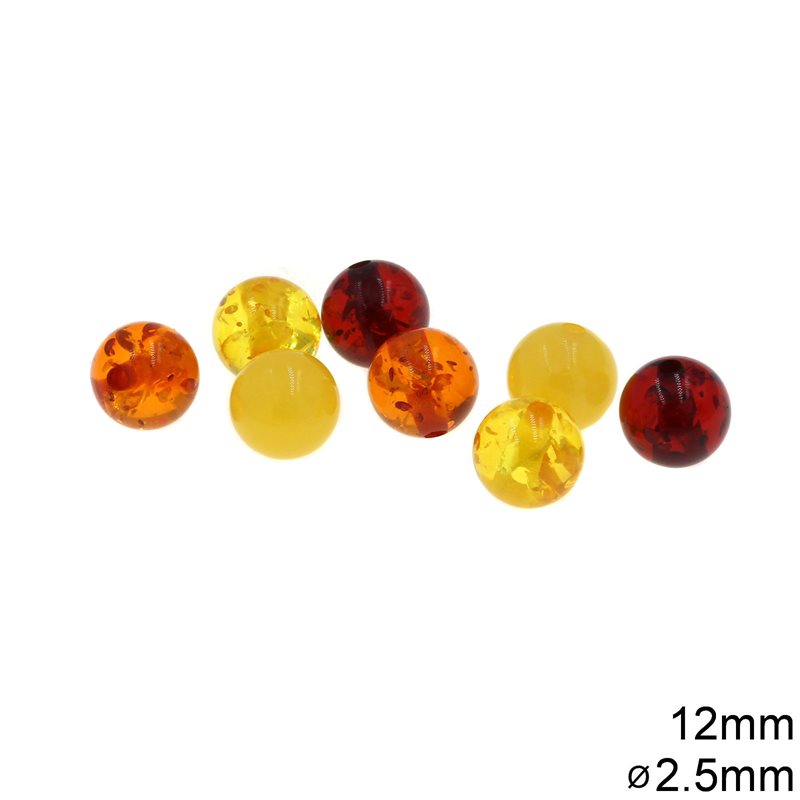 Plastic Round Beads Amber 12mm with Hole 2.5mm