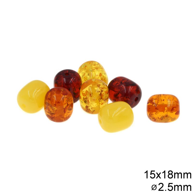 Χάνδρα Πλαστική Κεχριμπάρι Οβάλ 15x18mm με Τρύπα 2.5mm