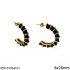 Stainless Steel Stud Earrings with Enamel 6x28mm