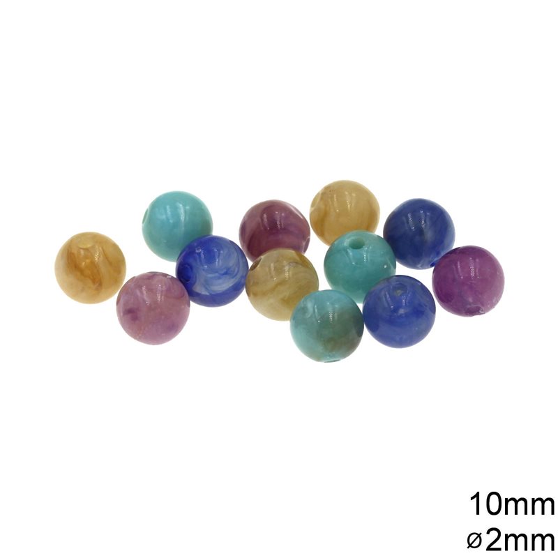 Plastic Round Bead 10mm with Hole 2mm