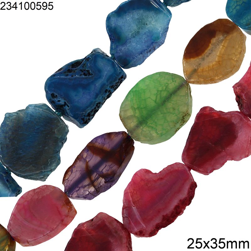 Χάνδρες Αχάτης Πλάκα Ακατέργαστη 25x35mm