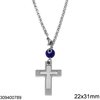 Φυλαχτό Ατσάλινο Αυτοκινήτου Σταυρός 22x31mm με Μάτι, 12-14cm