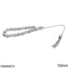 Silver 925 Kompoloi with Striped and Shine Finish Beads 10mm