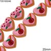 Glass Heart Beads with Design 25mm