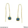 Silver 925 Earrings Chain with Hanging Square Motif 10mm