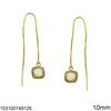 Silver 925 Earrings Chain with Hanging Square Motif 10mm