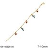 Silver 925 Childrens Bracelet Hanging Dolphins and Starfish with Enamel 7-10mm