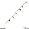 Silver 925 Childrens Bracelet Hanging Dolphins and Starfish with Enamel 7-10mm