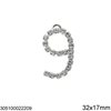 Pendant Numbers with Rhinestones 31-35.5MM