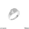 Silver 925 Male Ring with Polygonal Shine Finish Plate 10mm
