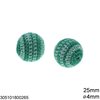 Χάνδρα Ξύλινη με Κλωστή Πλεχτή 25mm και Τρύπα 4mm