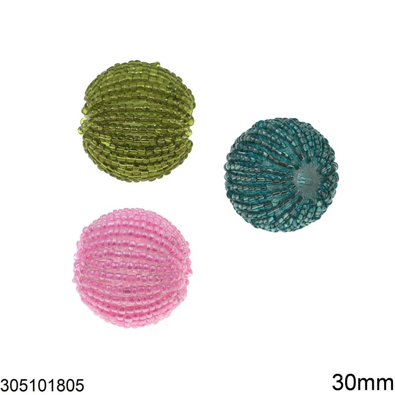 Wooden Bead with Rocaille 30mm