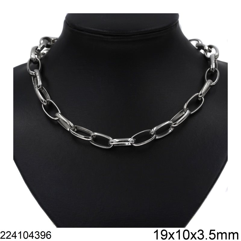 Iron Oval Link Chain 19x10x3.5mm, Nickel color NF