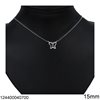 Silver 925 Necklace Butterfly Outline with Zircon 10-15mm