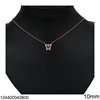 Silver 925 Necklace Butterfly Outline with Zircon 10-15mm