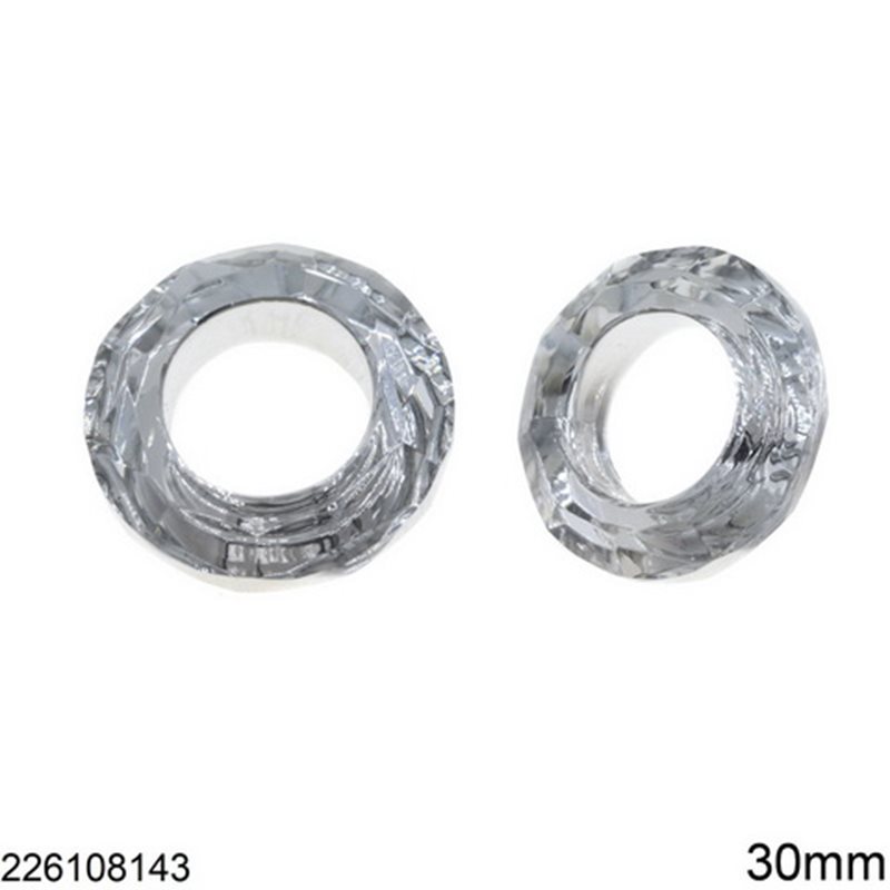 Crystal Faceted Rondelle "Donut" 30mm