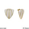 Stainless Steel Stud Earrings Triangle with Enamel 21.5mm