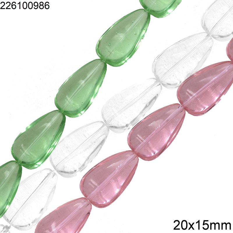 Glass Pearshape Beads 20x15mm
