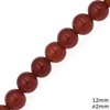 Χάνδρες Αχάτης Κόκκινος Καρνέλ 12mm με Τρύπα 2mm