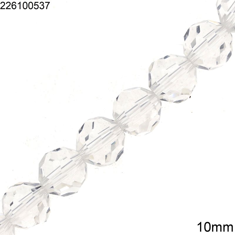 Glass Round Faceted Bead Regular Cut Crystal 10mm, 68pcs