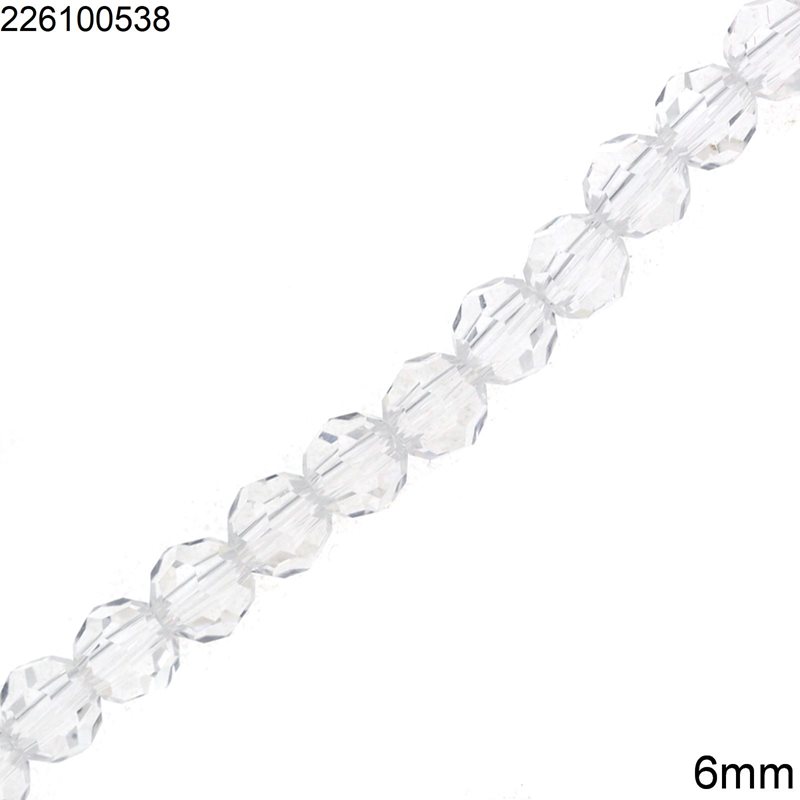 Glass Round Faceted Bead Regular Cut Crystal 6mm, 98pcs