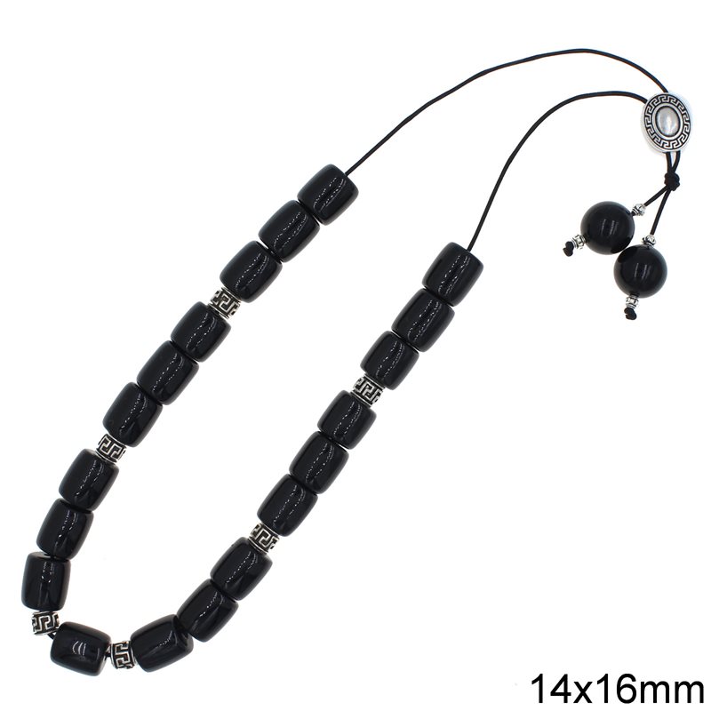 Kompoloi with Plastic Beads 14x16mm