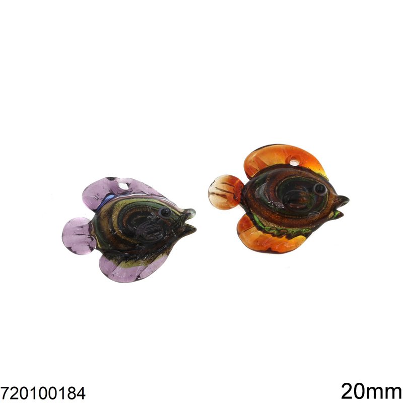 Glass Pendant Fish 20mm