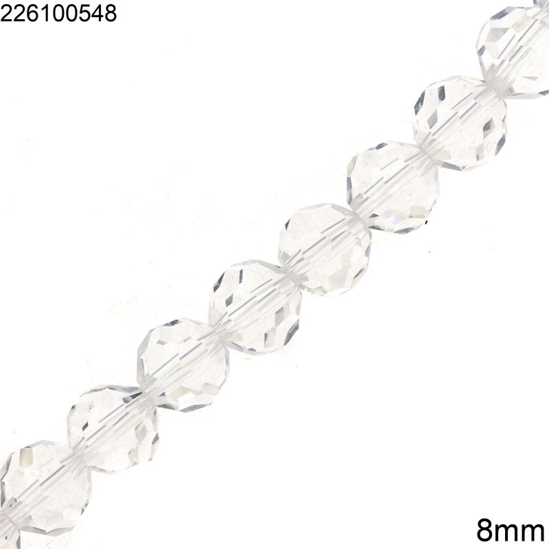 Glass Round Bead Regular Cut Crystal 8mm