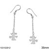 Silver 925 Hook Earrings Chain with Hanging Element 35mm