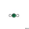Silver 925 Bezel Round Pendant and Spacer with Zircon 4mm