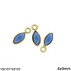 Silver 925 Navette Pendant with Stone 4x9mm