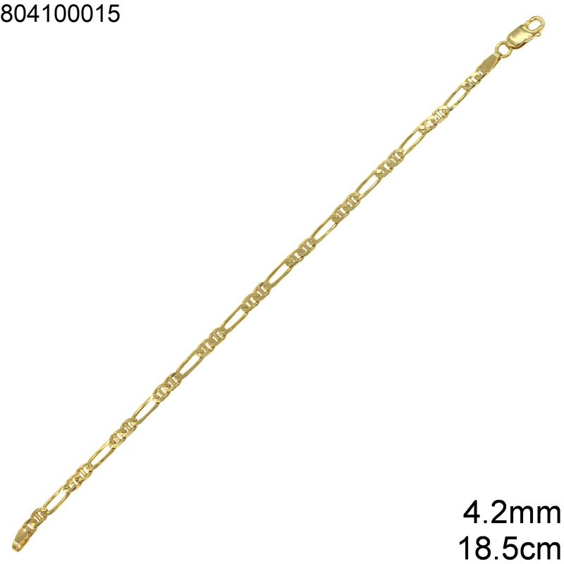 Αλυσίδα Χρυσή Φιγγαρό 4.2mm, 18.5cm K14